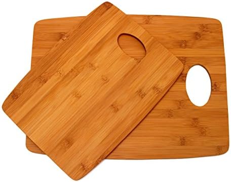 ליפר בינלאומי במבוק עץ דק מטבח חיתוך לוחות עם סגלגל חור בפינה, סט של 2 לוחות, 6 איקס 8