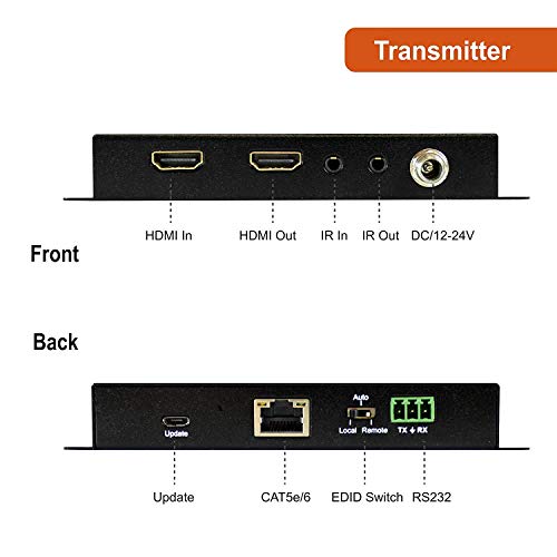 J-Tech Digital HDBASET 4K@60Hz HDMI 2.0 מאריך עם לולאה מקומית ויציאות כפולות, HDR 4: 4: 4 עד 40 מ 'מעל כבל יחיד CAT5E/6A