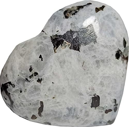 Aldomin® Rainbow Moonstone Heart Pupy Heart בצורת 70 עד 80 גרם אבן טבעית גביש גביש רייקי ריפוי חן חן גביס מתנה ליוניסקס