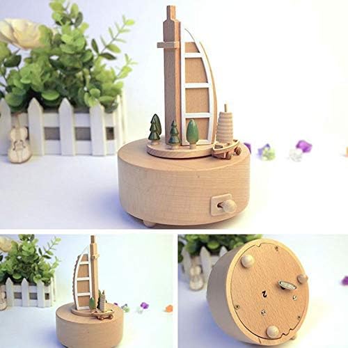 XJJZS קופסא מוזיקת ​​עץ קופסאות עץ מוזיקלי בנות מלאכת שעון חינם מתנת יום הולדת חרוטה אביזרים לקישוט הבית