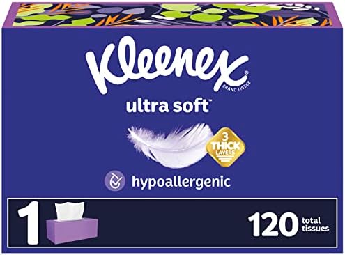 Kleenex Ultra רקמות פנים רכות, קופסה שטוחה אחת, 120 רקמות לקופסה, 3 רובי, אריזה עשויה להשתנות