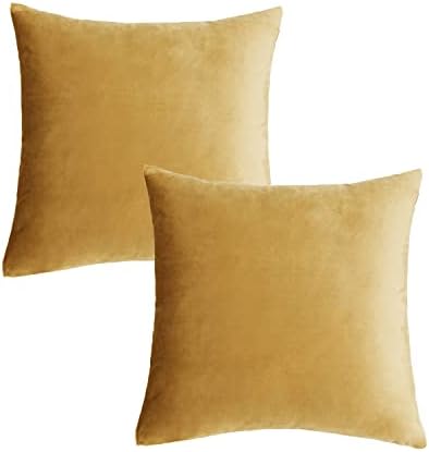 Gigizaza Golden Fillow Covers Covers 16x16 כרית קטיפה דקורטיבית מכסה חבילה של 2 כריות לספה