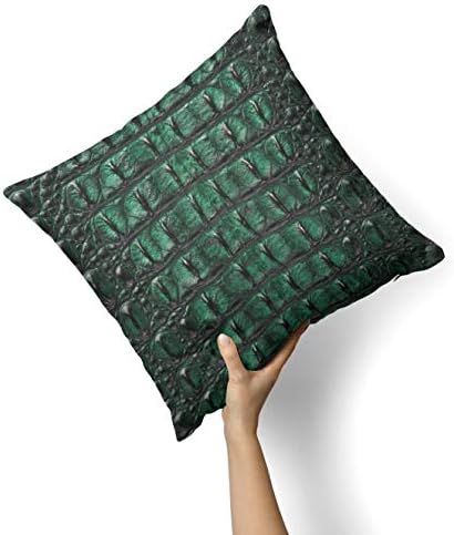 IIROV עור תנין ירוק חי - עיצוב בית דקורטיבי בהתאמה אישית מכסה כרית כרית מקורה או חיצוני לספה, מיטה או כרית ספה