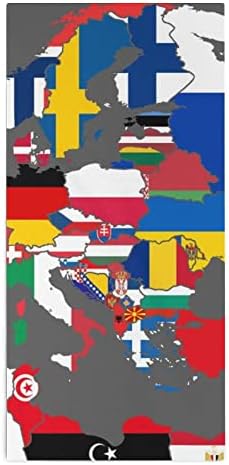 מפת דגל של אירופה וצפון אפריקה מגבת פנים מגבות פרימיום מגבות כביסה מטלית לשטוף למלון ספא וחדר אמבטיה