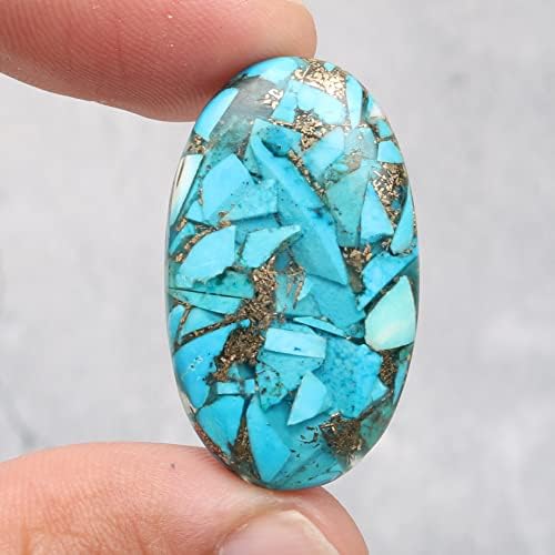 Real-gems 28 ct. נחושת טבעית רופפת טורקיז אבן חן סגלגלה מבריקה, לייצור תכשיטים אבן אנרגיה, עטיפת תיל, מלאכות אמנות