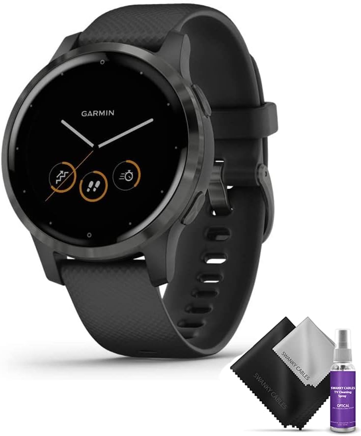 Garmin vivoactive 4, GPS Smartwatch, כולל מוזיקה, ניטור אנרגיית גוף, אימונים מונפשים, חיישני שור דופק ועוד, שחור