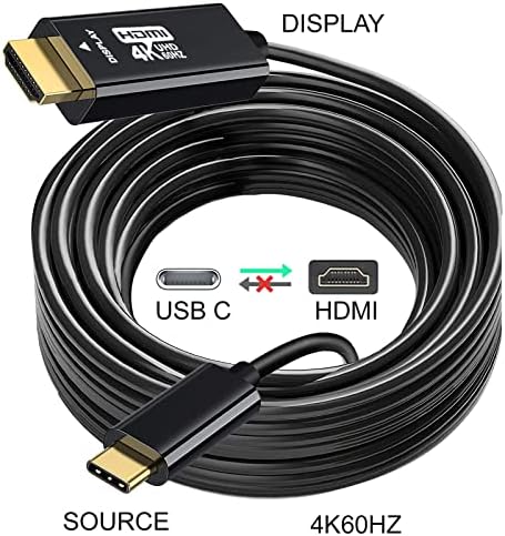 USB C ל- HDMI כבל 15ft 4K60Hz, USB 3.1 סוג C ל- HDMI מתאם, Thunderbolt 3/4 עד HDMI כבל תואם ל- Galaxy S22/S20, MacBook