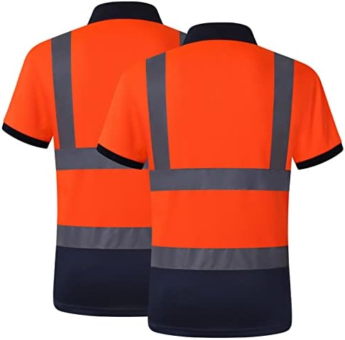אסיפיטו נראות גבוהה חולצות בטיחות רפלקטיביות לגברים נשים היי ויז, בטיחות מגן לבגדי עבודה פולו חולצת טי עם כיסים לבנייה
