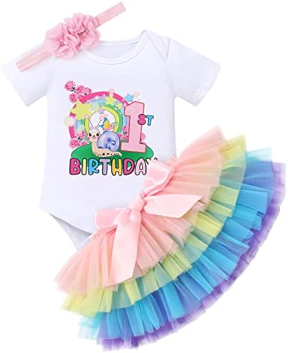 ילדת תלבושת ליום הולדת בת שנה - תלבושת יום ההולדת הראשונה שלי לבנות - סטים חצאית טוטו של בנות תינוקות עם