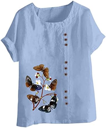 חולצות בוהו לנשים, חולצות טיז לבושות לנשים טוניקה עם שרוול קצר חולצות אביב 2023 בכושר רופף