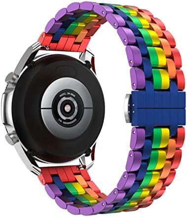 Krfitya תואם ל- Galaxy Watch 3 45 ממ/Galaxy Watch 46 ממ פס מתכת, 22 ממ פס צבעוני אלומיניום עבור Samsung Gear