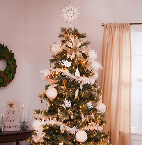 טופדורן עץ שלג עץ טופר קישוט ציוד צמרת כוכב מכסף מתכתית לחג מסיבה ביתית קישוט חג המולד בחורף