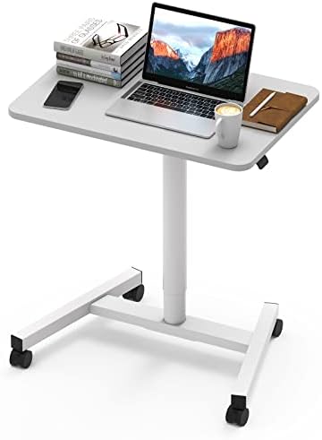 מתגלגל שולחן 28 גובה מתכוונן נייד עומד שולחן עם לוח חריץ, מתגלגל עומד מחשב נייד נייד שולחן עגלת קפה שולחן עם גלגלים,