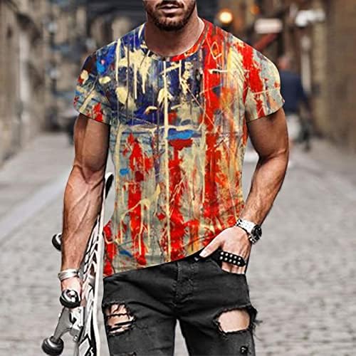 קיץ גברים מקרית חולצות גברים קיץ יום עצמאות אופנה 3 ד דפוס דיגיטלי חולצה קצר שרוול כותנה