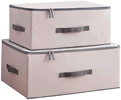 WSZJJ קופסאות אחסון מתקפלות קופסאות קוביות עם מכסה - ארונות סל קוביית קוביית אחסון מארגן מארגן של שתיים עם ידיות עור לחדר שינה