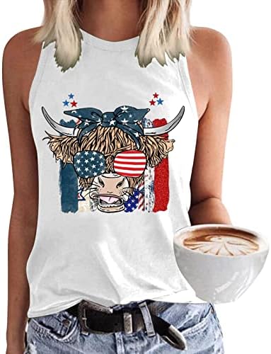 4 ביולי חולצות לנשים אמריקאי דגל קיץ ללא שרוולים צוות צוואר גופיות כוכבים פסים חולצה מזדמן טיז חולצות