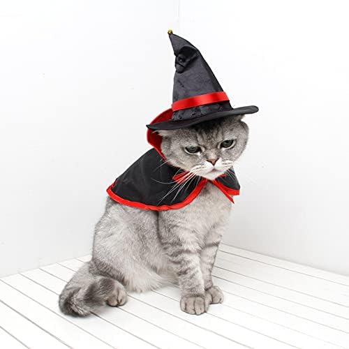 תחפושת עטלף חתול לחיות מחמד, כובע אשף גלימת חיית המחמד של ליל כל הקדושים 3 מחשבים, תחפושת עטלף קוספליי צווארון, אביזרים