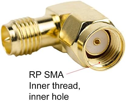 נשרים RP SMA מתאמי זווית ימניים-10 יחידות מצופה זהב RP-SMA זכר ל- RP-SMA נקבה RF מתאמים קואקסיאליים