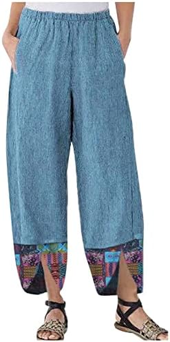 מכנסי פשתן של Annhoo לנשים סתיו קיץ גרפי מכנסי רגל ישר מזדמנים נער נער 2023 בגדים קונצרט כפרי y2k 1h