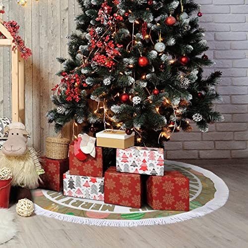חצאית עץ חג המולד עם ציצית, צללית כלב חג המולד מחצלת עץ עץ חג המולד, מחצלת עץ חג המולד של 30 מחצלת קישוטי חג המולד של