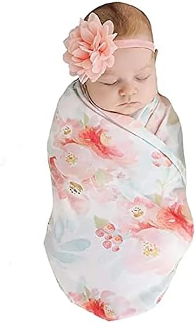טורבן טורבן תינוקות יילוד יילוד קבלת שמיכה פרח שמיכה שופעת תינוקת מודפסת.