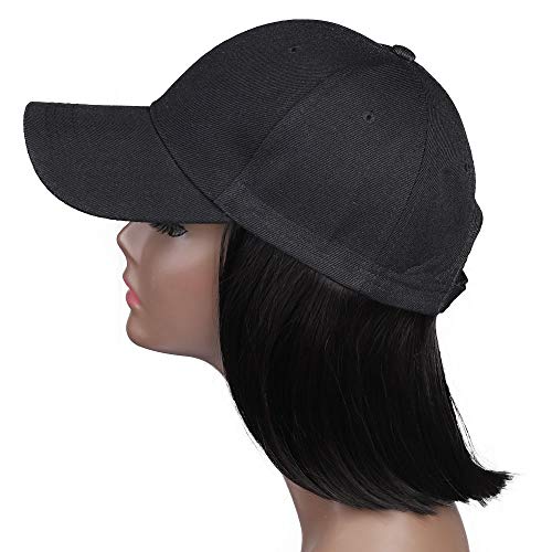 לא קצר בייסבול כובע שיער פאה 8 סינטטי בוב פאת שיער הארכת באופן טבעי להתחבר מתכוונן כובע פאה עבור נשים חיצוני