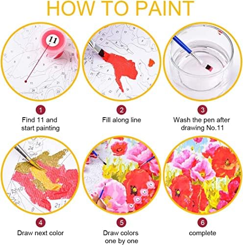 ערכת DIY Paint לפי מספרים לילדים ומבוגרים מתחילים - ציור סחלב לפי מספרים עם 3 מברשות צבע ופיגמנט אקרילי 40x50