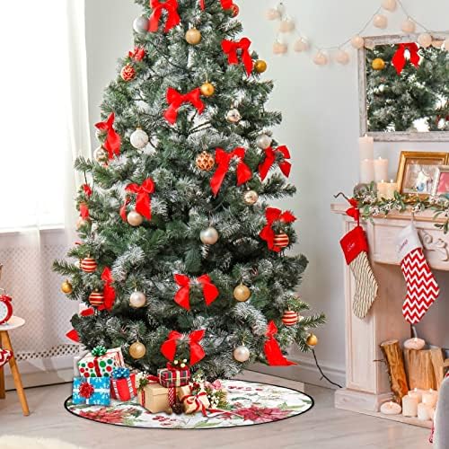 מחצלת עץ חג המולד Visesunny חג המולד פרח פוינסטיה אדום עץ עץ עץ מעמד מחצלת מגן רצפת סופג