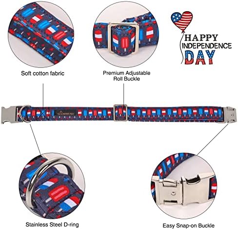 ארינג חיות מחמד דגל אמריקאי צווארון כלבים מתקדם ב -4 ביולי צווארון כלבים עם קשת סיילור, כותנה קיץ צווארוני כלבים פטריוטיים