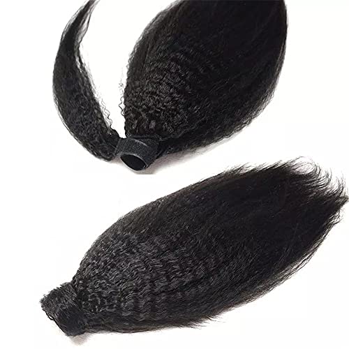 קליפ קזפל בהארכת שיער בקוקו, עטוף סביב קינקי ישר, שיער אדם, פאה לנשים, 8-24 אינץ ' 1ב שחור טבעי, תמיכה בסלסול