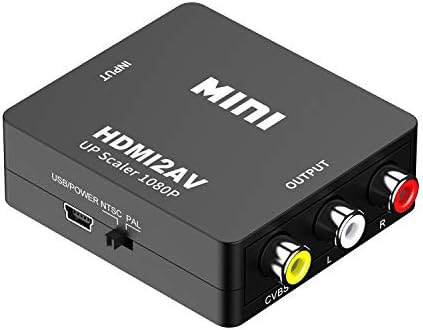 Tianle HDMI למתאם RCA, 1080p HDMI ל- AV 3RCA CVBS COMPOUSE VIDEO VIDEO CONVERTER מתאם תומך PAL/NTSC עם כבל טעינה USB למחשב נייד