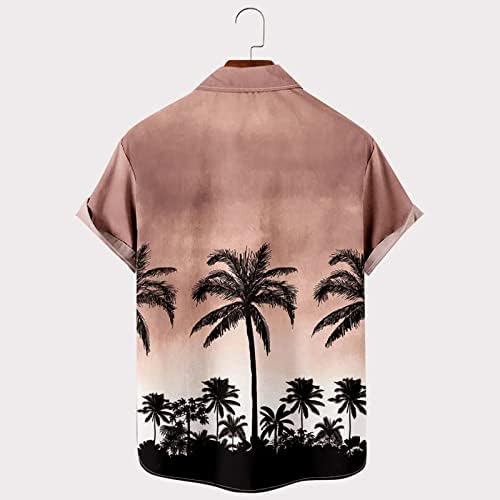 XXBR Mens Hawaiian חולצות, 2022 כפתור שרוול קצר של 2022 עץ טרופי חולצה מודפסת חולצה מזדמנת כפתור חולצה למטה
