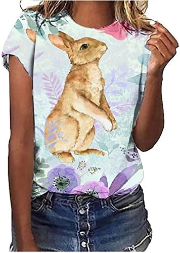 חולצות פסחא לנשים חולצת טריקו של ארנב פסחא ארנב גרפי טיזים חולצות חג פסחא