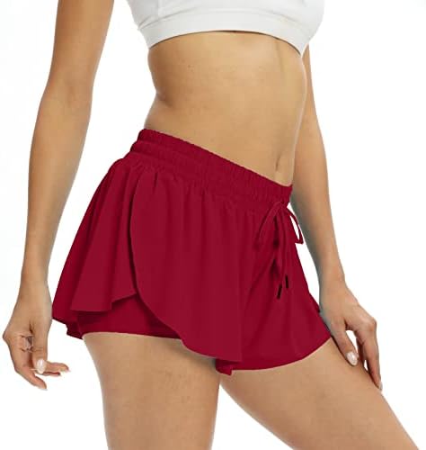 Myflowygirl זורם אימון מכנסיים קצרים נשים כושר יוגה יוגה אתלטי ריצה סטרץ 'זיעה חצאית טניס חמוד חצאית מותניים גבוהים קיץ קיץ