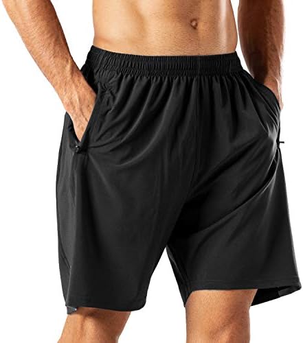 חמיה גברים של 7 ספורט מכנסיים קצרים מהיר יבש אימון ריצה או חדר כושר אימון קצר עם רוכסן כיסים