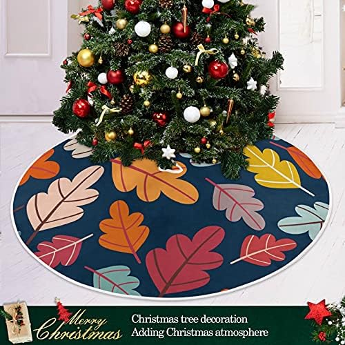 חג ההודיה שמח עלים צבעוניים חצאית עץ חג המולד 36 אינץ '/48 אינץ' תפאורה ביתית לחצאית עץ חג המולד מחצלת לחג מסיבה שמח