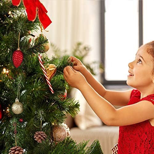 FEPITO 200 יח 'ווים קישוט לחג המולד זהב פלדת אל חלד קולבי קישוט לחג המולד מושלם לקישוטי עץ חג המולד של מלאכת אמנות