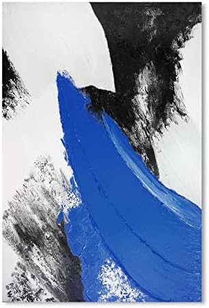 Ypy Blue Blue Abstract Canvas Art: Mino מודרני ציור מודרני בשחור לבן ציור הדפס פוסטר כחול אפור לסלון חדר שינה