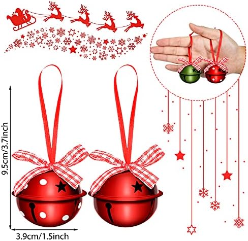 24 חתיכות פעמוני חג המולד פעמונים קטנים עם כוכבים קשתות קשתות פולקה נקודה פעמוני מלאכה צבעוני קישוטי עץ חג המולד
