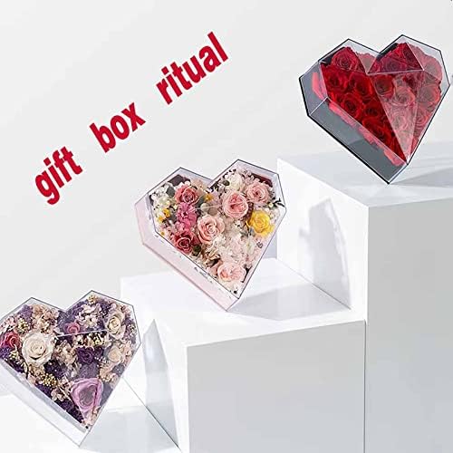 Yq whjb קופסת פרחים בצורת לב עם מכסה קופסת מתנה קופסת פרחים קופסת פרח קופסת מתנה קופסת אקריליק בצורת לב,