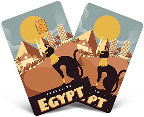 מדבקת כרטיסי 4 יחידות/סט עם פירמידות מצריות בסגנון רטרו - מדבקה ויניל טריפי לאשראי, חיוב, כרטיס תחבורה, עור מפתח