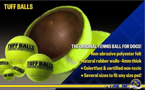 Petsport Skond Tog Tug Toy צעצוע עם כדור טניס טוף בגודל 2.5 אינץ ', 14 אינץ'