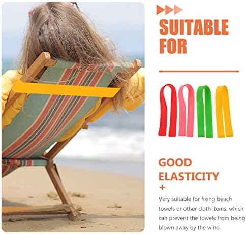 קטעי מגבת חוף חוף 4 חתיכות להקות מגבות חוף, קטעי כיסא מגבת סיליקון, קליפים אלסטיים קלים של כיסא ביץ