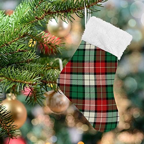גרבי חג המולד של Alaza הטיה אדומה ירוקה משובצת חג המולד קלאסית קלאסית קישוטי גרב קטנים להתאמה אישית לעיצוב