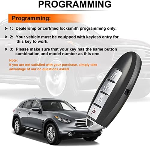 תואם FOB מפתח לשנים 2007-2012 Nissan Altima, SaverRemotes 4 כפתור כניסה ללא מפתח שלט רחוק מכונית מפתח FOB החלפת
