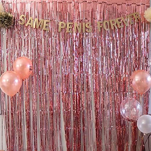 ZCXIYU 2M ורד זהב זהב רדיד מטאלי טינסל וילון שוליים דלת גשם קישוט חתונה למסיבת יום הולדת רקע רקע רקע