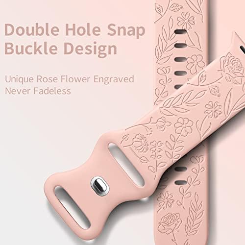 רצועת DAQIN 4 Pack תואמת עם פס שעון Apple 38 ממ 40 ממ 41 ממ 42 ממ 44 ממ 45 ממ 49 ממ נשים גברים, פרחים חרוטים