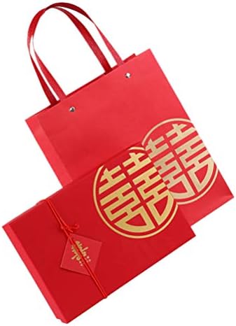 שקיות מתנה לשנה החדשה הסינית עמוספון אדום שקית מתנה לחתונה 2 יחידות קופסא מתנה אדומה סינית קופסא אריזת מתנות לחתונה