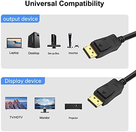 Ukyee DisplayPort Monitor Cable 15ft 10 חבילה