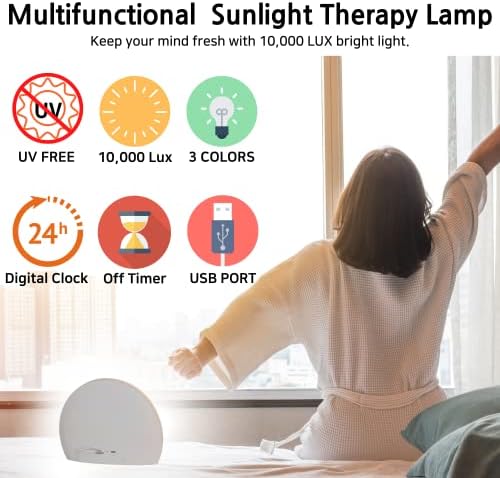 La Terapia Light Therapy מנורת, UV בחינם 10000Lux, מנורת טיפול באור שמש רב -פונקציונלי, 3 מנורת אטמוספרה צבעונית,
